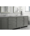 Gray bathroom vanity with 10 Pack Satin Nickel Cabinet Handles With 3 Inch Center To Center Holes Half Round Spoon Foot Casual Drawer Pulls For Kitchen Cabinets, Cabinet Doors, Dressers, And Furniture Makeovers.