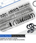 245 Pieces SAE Bonded Sealing Washers Set 7 Sizes NBR Rubber Gaskets Zinc Plated Steel in clear plastic case