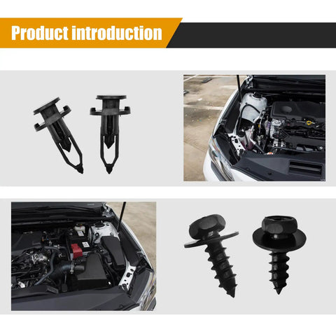 4 In 1 Bumper And Fender Liner Clip Kit For Toyota And Lexus With Screws Bolts Rivets shown on car engine installation