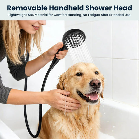 Heavy Duty Matte Black Shower Faucet Set With Integrated Pressure Balance Valve And Versatile Six Setting Handheld Sprayer Smooth Hookup For Major Home Refresh
