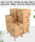 Set Of Two Heavy Duty Stainless Steel Dunnage Racks With 13.8 Inch Long By 13.8 Inch Wide, 3.9 Inch High, 1000 Plus Pound Capacity, holding boxes
