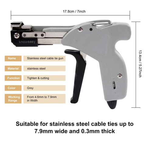 Built Tough Pro Grade Heavy Duty Stainless Steel Cable Tie Gun For Tightening And Cutting With Clean Edges 600N Plier Style Tie Tool