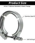 5 Inch Quick Release V Band Clamp Stainless Steel 304 Bolt Clamp For Exhaust Pipe Flanges side view with labeled parts