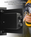 Heavy Duty Cabinet Safe Box With Lock Black Compact Home Safe for cash and valuables shown with anti-drilling safety.