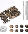 Heavy Duty Leather Snap Fasteners Kit For DIY Projects, 15mm Metal Snap Buttons With 24 Sets And 4 Install Tools, Press Stud Kit For Clothing