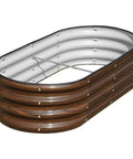 Galvanized Raised Garden Bed 4x2x1 Ft Oval Metal Planter Box for Veggies Flowers and Herbs, brown galvanized steel, side view