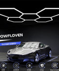 Hexagon LED Garage Lights 25 Pack Ultra Bright 6700K Ceiling Lighting for garage above silver sports car