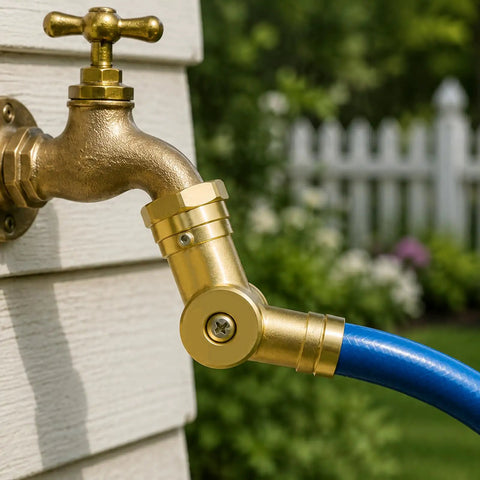 Hose Connector 180 Degree And 360 Degree Brass Garden Hose Elbow Adapter For RV And Camper Use Twist Free No Fuss Kink Resistant Easy Faucet Connection For Outdoor Hoses And Watering on outdoor faucet