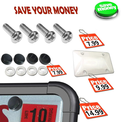Clear Bubble License Plate Cover With Silicone Frame For Front Or Rear US Plates Unbreakable Protection Includes Screws And Caps
