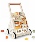 Totally Awesome Wooden Baby Walker And Activity Center With A Pretty Sweet 10 In 1 Sensory Play Console And Built In Tunes For Kickstarting First Steps Super Solid Toddler Push Toy That Makes Learning To Walk Feel Like A Breeze At 18 Months, showing colorful sensory activities and a wooden structure.