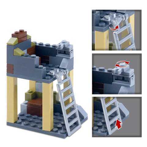 JU 88 Bomber Building Blocks Set With Display Stand 559 Pieces showing assembly detail with ladder attachment