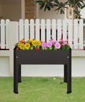 Raised Garden Bed All In One With Detachable Legs Elevated Metal Planter Box For Growing Herbs Vegetables Flowers Succulents And More Outdoor Garden Stand With Drainage Holes Great For Balcony Patio Deck Black filled with colorful flowers
