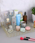 Gold Desk File Tray Organizer For A4 Papers And Documents holding cosmetics on a vanity for makeup storage