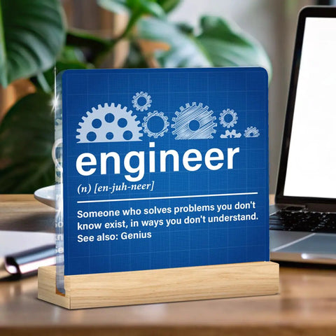 Epic Engineer Gifts For Women And Men Mechanical Engineering Lovers Acrylic Plaque Sign With Wood Stand For Home Office Decor