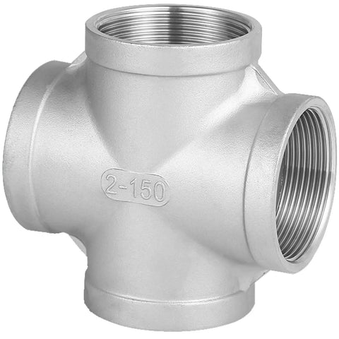 304 Stainless Steel Pipe Fitting Cross 4 Way 1 NPT Female Threaded CNC Machined for HVAC and Industrial Pipeline