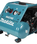 Kickass Quiet Electric Air Compressor, 1 Horsepower 2 Gallon Tank, Smooth Oil Free Pump Action, Heavy Duty Steel Cage, No Sweat Operation, Killer Airflow For Pros And Weekend Warriors Alike Today showing compact design and gauges.