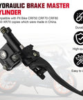 Left Hand Hydraulic Brake Master Cylinder Lever Pump For ATV Dirt Bike Quad And Moped Fits 50Cc 70Cc 90Cc 110Cc 125Cc 150Cc 200Cc 250Cc 4 Stroke GY6 Engines Universal Fit For Taotao Roketa Sunl Kazuma Hensim Jonway Znen