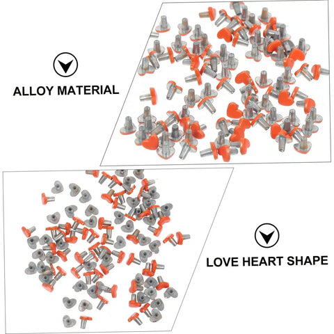 100 Pieces Heart Shaped Mini Doll Rivets For DIY Doll Clothes Fasteners Dope Durable Studs in orange and alloy material