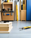 Rafter Ties 20 Pack Flexible Wood Fasteners And Invisible Connectors in workshop with tools and wooden boards on floor