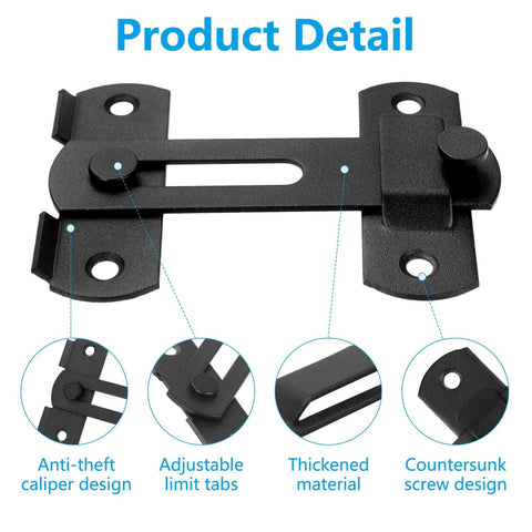 Two Pack Black Barn Door Lock Latch Set For Sliding Doors No Fuss Easy Install Privacy Lock Stainless Steel Rust Resistant For Barn