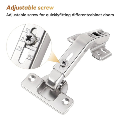 Close-up of 135 Degree Lazy Susan Cabinet Hinge for Full Overlay Concealed Corner Cabinets with adjustable screw detail