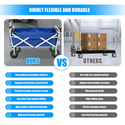 Comparison of 10 Inch Heavy Duty Pneumatic Caster Wheels Set Of Four Rolls Smooth As Butter 660 LBS Per Wheel and alternative cart designs.