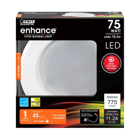 4-Inch LED Recessed Downlight Retrofit Kit With Pre-Mounted Trim And Standard Base Adapter 2700K Soft White Dimmable box