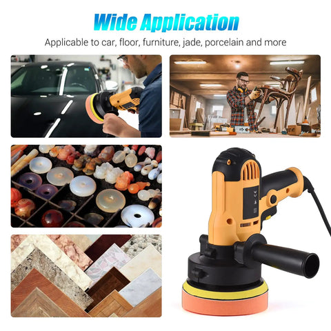 Powerful 700W Buffer Polisher 5 Inch With Variable Speed 600 To 3700 RPM Detachable Handle in use for various surfaces
