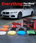 Cordless Car Buffer Polisher Kit With 2x2000mAh 21V Batteries, 6 Inch Waxer Buffer, with attachments, in garage setup