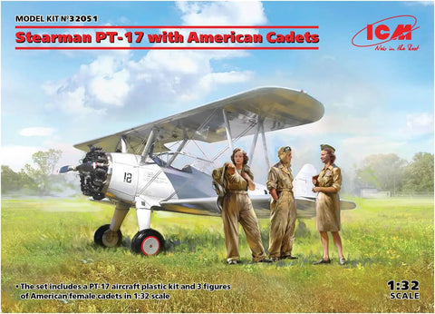 1:32 Stearman PT-17 Red Plastic Model Kit With American Cadets, Ultra Detailed Scale Aircraft For Builders, Not A Toy