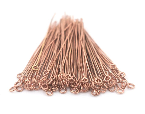 Copper 21 Gauge 1.75 Inch Eye Pins Pack Of 100 For Jewelry Making Beadwork And Wire Wrapping Pro Grade Beading Findings For DIY Earrings Necklaces And Bracelets, pile of copper eye pins