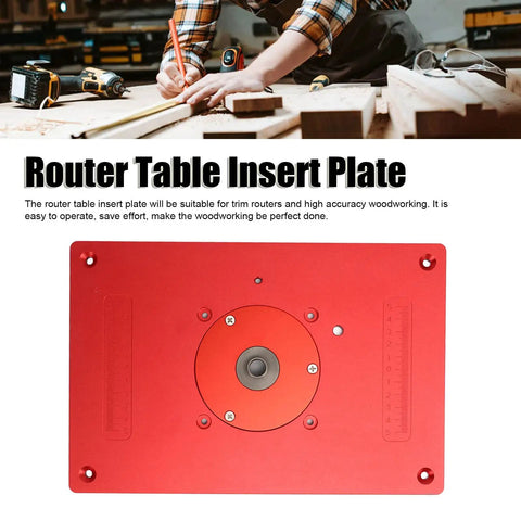 Heavy Duty Anodized Aluminum Router Table Insert Plate 300 x 200 mm suited for trim routers, featuring precision mounting holes.