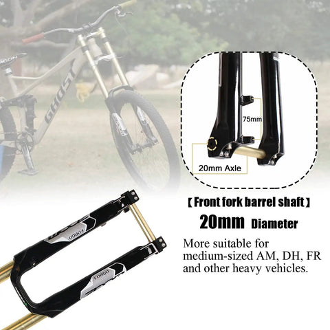 Beefy 26 Inch Mountain Bike Suspension Fork With 180 Mm Travel Magnesium Alloy Downhill Fork 20 Mm Thru Axle Front View