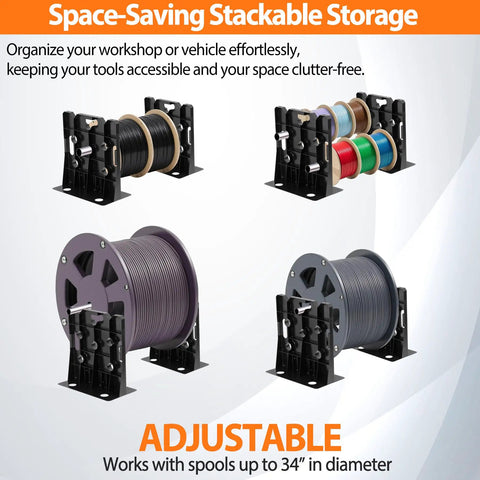Heavy Duty Wire Dispenser Rack And Workstation For 34 Inch Reels, 400 Lb Pro Grade Steel Spool Holder, multiple angle view