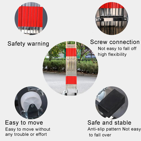 No Fuss Retractable Safety Barricade, Heavy Hitter Folding Guardrail For Driveways And Jobsites, Rock Solid Traffic Fence With Bright Visibility To Lock Down Hazard Areas Swiftly