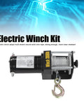 Heavy Duty 3000lb Electric Winch Kit With Steel Cable And Remote For Atv Utv Off Road Adventure Super Strong Copper Core Motor close-up view