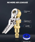 2 Pack Closed Ball Tire Chuck With Clip Hands Free Locking Valve Nozzle One Quarter Inch FNPT Quick Plug detail image