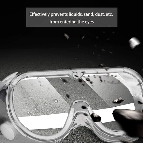 Close-up of Kids Safety Goggles 3 Pack With Lightweight Polycarbonate Lenses And PVC Frame, blocking debris.