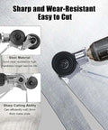 Plate Cutter Attachment for Electric Drills for Sheet Metal Cutting Easy to Install, showing usage on thin metal sheet