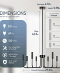 Dimensions of Killer 8 Light Black Chandelier With Dang Sharp Matte Finish For Farmhouse Dining Room And Kitchen Island.