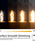 Dimmable E26 LED Edison Bulb 60W Equivalent Clear Glass 2700K Soft White Old School Filament Bulbs dimming range demonstration