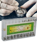 200 Pcs Watch Screw Tube Kit With 10 Sizes 1.3mm Width, storage box and tool for strap changes, gold and silver, connection rod screws