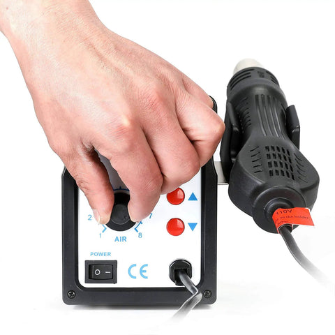 2 In 1 SMD Soldering Rework Station With Hot Air Gun Set Pro Grade LED Digital Temperature Display in use