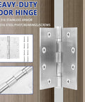 316 Stainless Steel Marine-Grade Door Hinges 4.5x4.5 Inches, Heavy Duty Ball Bearing Exterior Outswing Hinges, Rust Proof In High Salt Coastal Environments, Non Removable Pin, 3 Pack XinSheng, shown installed on a door edge