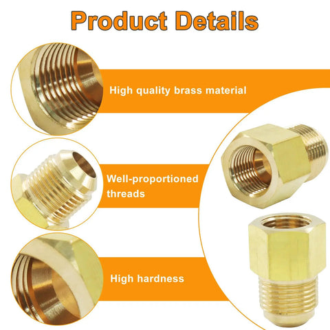 Product details of Brass Flare Tube Fittings 1/2 Inch Male to 3/8 Inch Female NPT Reducer Adapter, 2 Pack