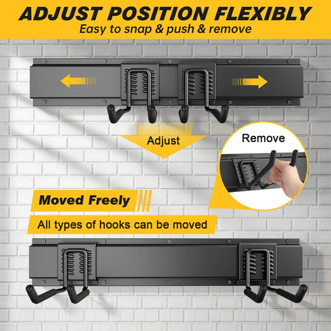 Beefy 32 Inch Garage Storage Organizer Wall Mount Tool Rack With Heavy Duty Hooks Up To 300 Lbs Yard Shed Hanging Shelf, adjustable hooks