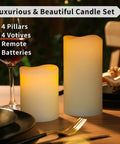 Ivory Real Wax Flameless Candles Bundle With Remote And Timer Adjustable Brightness Battery Operated Pillars And Votives 8 Pack
