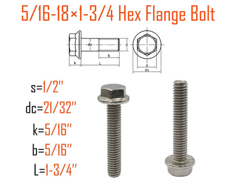 Genuine 304 Stainless Steel Hex Flange Bolts 5 16 By 18 X 1 3 4 Inch Fully Threaded Flanged Hex Head Screws Tough As Nails For Decking Fencing And Machine Assembly Heavy Duty Real Deal 10 Piece Set