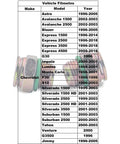 Transmission Oil Cooler Line Connectors With Clip For Chevy 3/8 Tube X 5/8-18 Thread with vehicle fitment chart displayed.