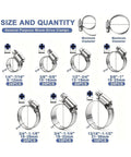 120 Pack Premium Stainless Steel Worm Drive Hose Clamps Fits 1/4 To 1.5 Inch Sizes For Garden Hoses And Plumbing Jobs With Durable Corrosion Resistant Build, size chart